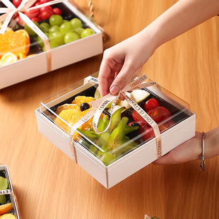 网红果切包装盒子四宫格四拼水果甜品蛋糕露营野餐一次性打包盒