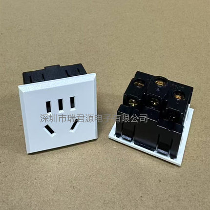 嵌入式10A二三插带安全门机柜五孔ac电源插座卡式新国标桌面模块