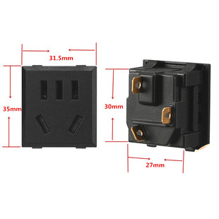 卡式嵌入式二三插10A焊线5孔带保护门AC电源模块国标五孔PDU插座