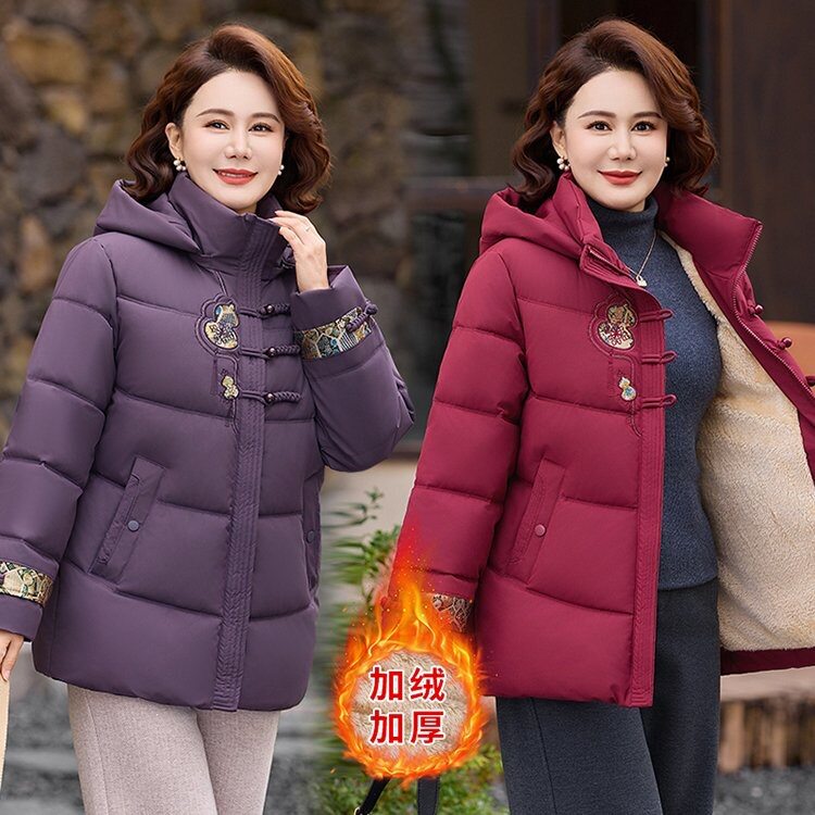 冬天妈妈冬季棉服短款洋气中老年女装棉衣外套大码修身轻薄小棉袄
