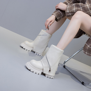 厚底高跟内增高12CM马丁裤 休闲百搭单靴 管靴女震地王2025秋冬新款