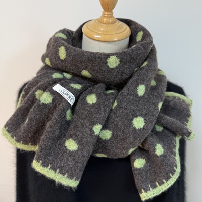 好看极了～韩单波点针织围巾女秋冬新款柔软保暖加厚学生毛线围脖