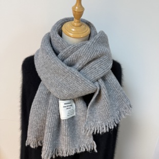 闪闪亮亮的羊毛混纺针织围巾女冬季加厚保暖高品质日系纯色围巾男