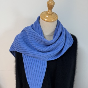 Chao流行~纯色针织围巾女冬季凹造型时髦洋气三角巾披肩韩版百搭