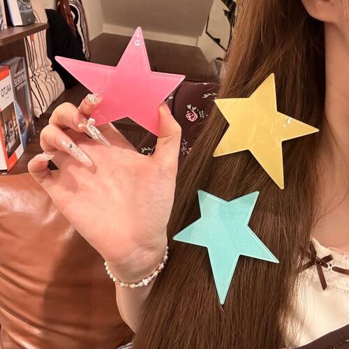 【超大号】细闪彩色不规则大五角星鸭嘴发夹刘海碎发边夹