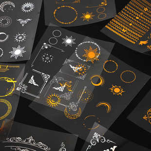 PET立体镭射烫金烫银边框素材 古风随心配手帐流麻diy装饰贴纸