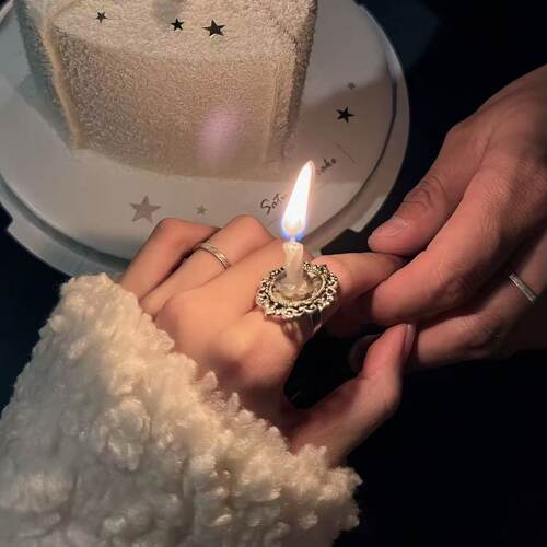 蜡烛戒指ins风小众少女饰品高级感纪念日闺蜜情侣生日蛋糕蜡烛