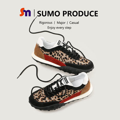 素陌美洲豹纹马毛德训鞋女复古运动休闲阿甘鞋透气2026新款12008