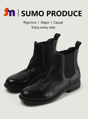 素陌2025秋冬新款马皮切尔西短靴女英伦复古极简风靴子防滑24029