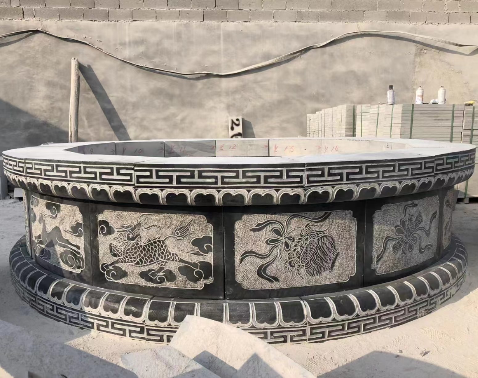 大理石花岗岩天青石头雕刻定做坟围石包坟墓地土葬墓围石墓圈石