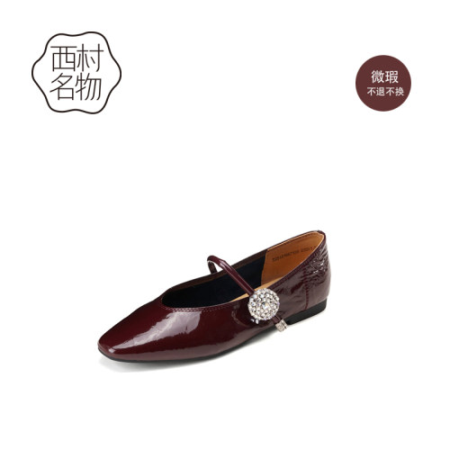 西村名物牛皮玛丽珍浅口鞋小皮鞋