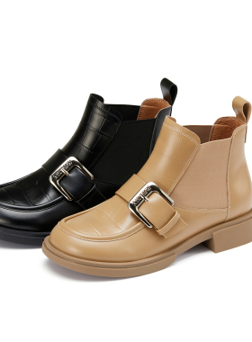 西村名物（微瑕）秋冬女短靴套脚圆头厚底百搭时尚休闲女靴44111