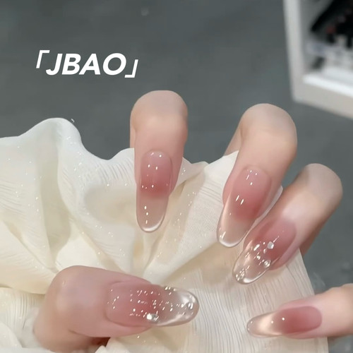 「温柔一击」手工穿戴甲显白纯欲猫眼渐变腮红光疗美甲四季流行