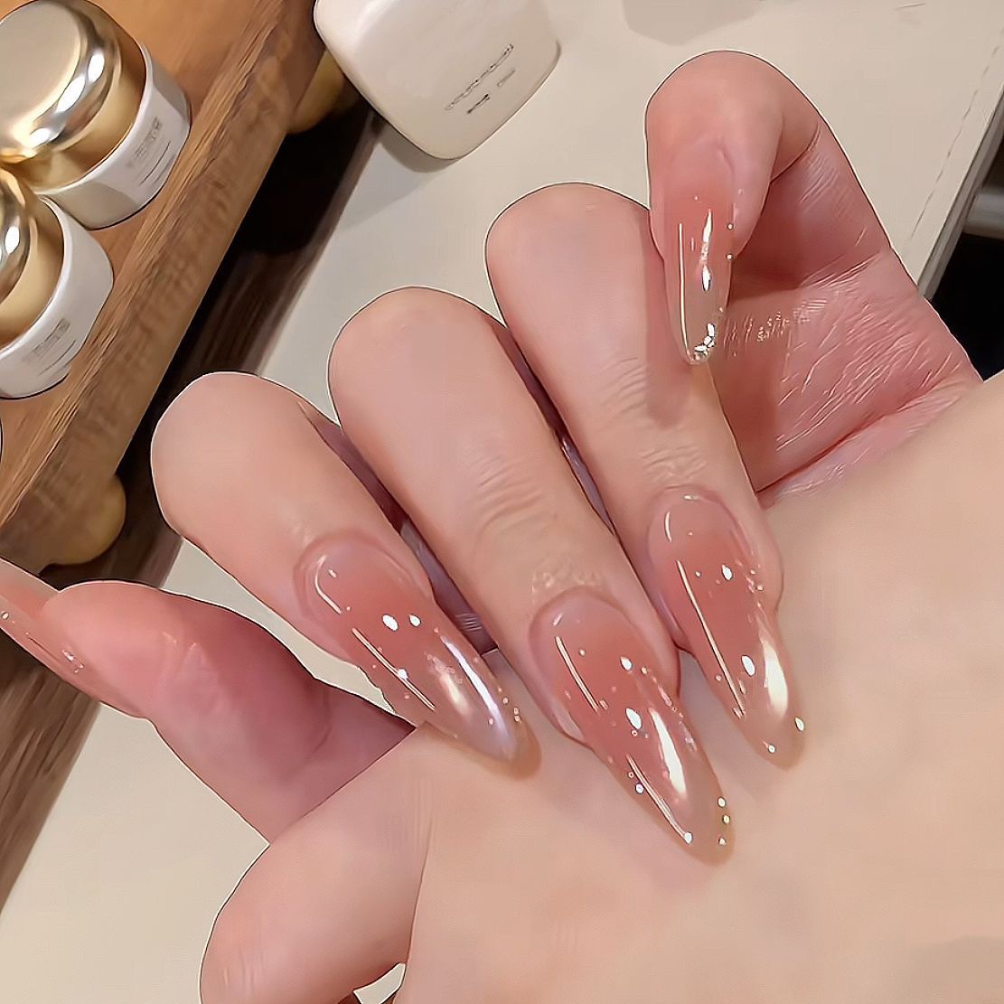 【金锁】冰透手工穿戴甲显白纯欲猫眼渐变腮红光疗美甲四季流行