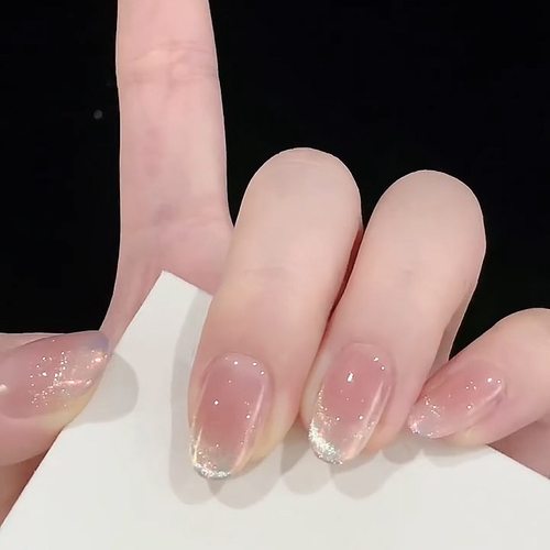 【蜜意】裸色手工穿戴甲显白纯欲猫眼渐变腮红光疗美甲四季流行