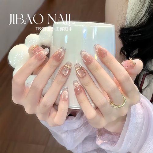 【金粉世家】手工穿戴甲显白纯欲猫眼渐变腮红光疗美甲四季流行