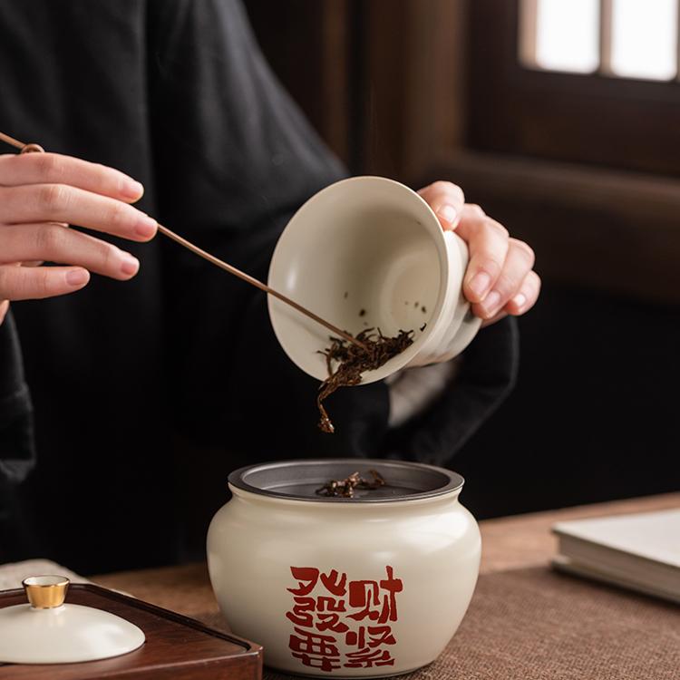 陶瓷纯手绘家用小号茶渣桶轻奢