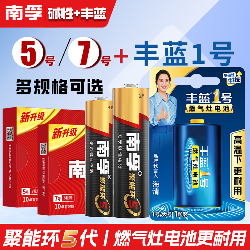 南孚丰蓝1号电池煤气灶专用大号燃气炉热水器天然气表电池5号7号