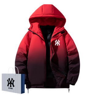 新年过年鸭绒羽绒服男士潮牌冬季防寒服红色喜庆连帽加厚休闲外套