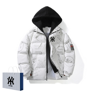 奥莱联名秋冬季新款连帽假两件棉衣夹克男士时尚袄子保暖衣服外套