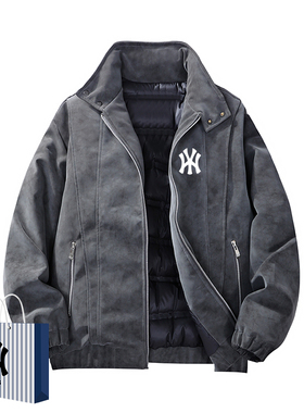 奥莱联名男士冬季90鸭绒羽绒服新款PU皮时尚百搭防寒保暖休闲外套