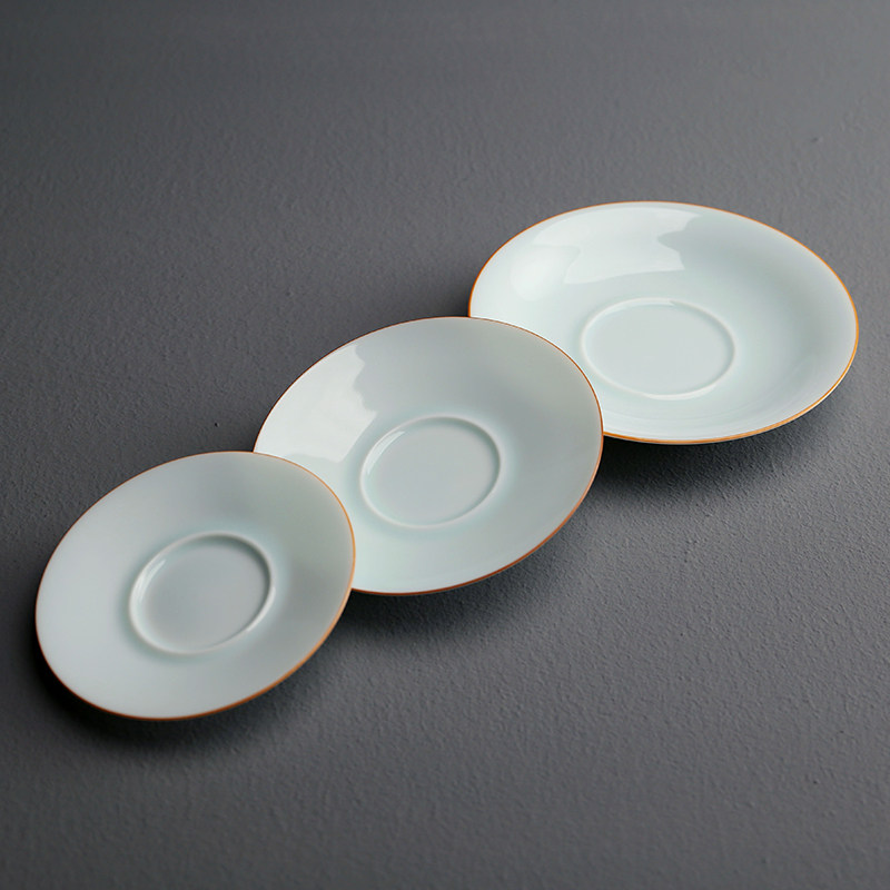 遇见三才盖碗碗托盖碗底功夫茶道配件茶碗碟子零配茶杯垫白瓷包邮