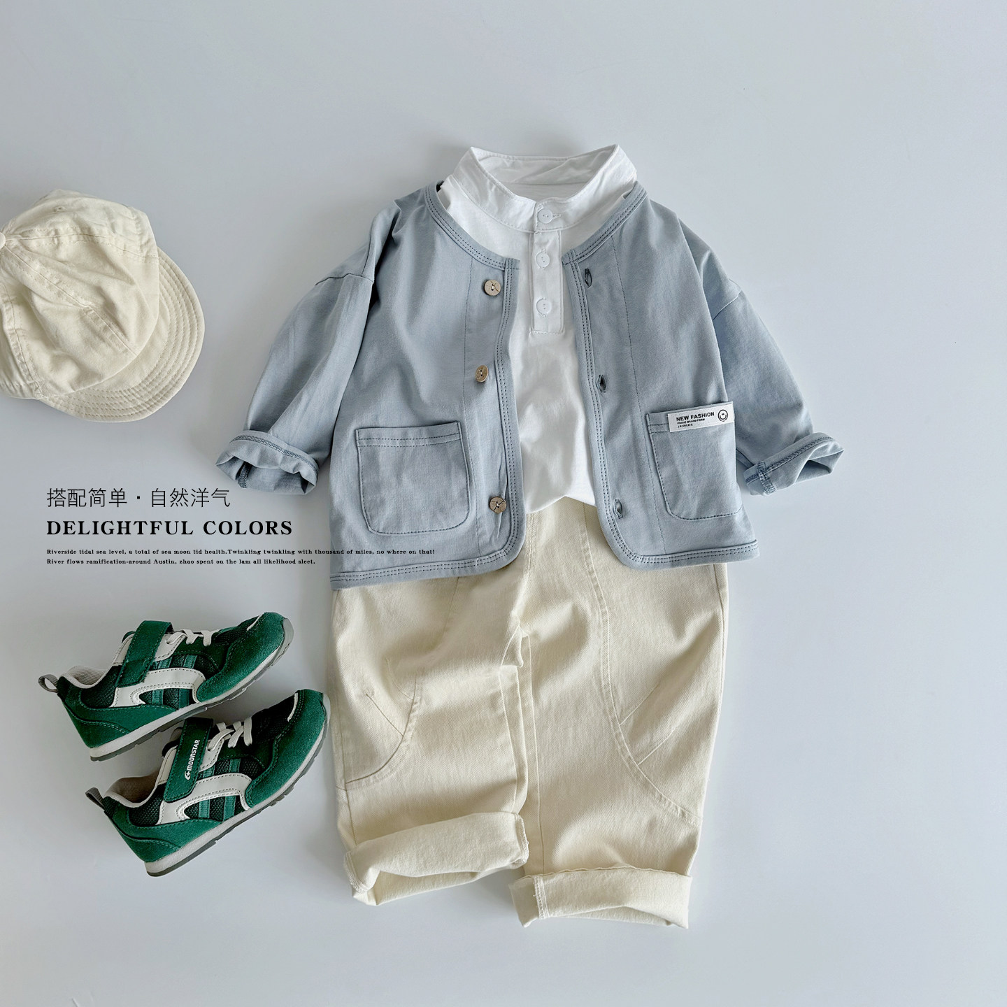 ZC KIDS简约儿童春夏长袖外套80-130 韩版纯棉洋气亲肤上衣圆领