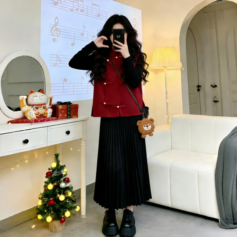 新年好运穿搭国风套装裙子女