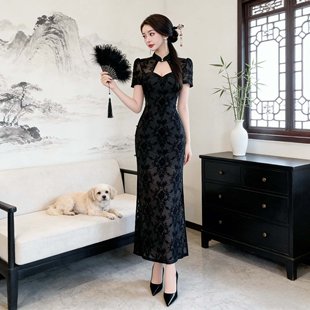 迎宾工作服旗袍长裙性感紧身会所低胸酒店礼仪接待显瘦开衩裙礼服