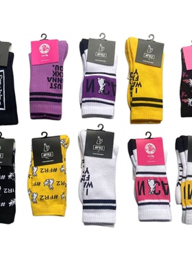 日系潮牌FR2袜子男女中长筒秋冬季节外穿加厚毛巾底运动袜ins潮袜