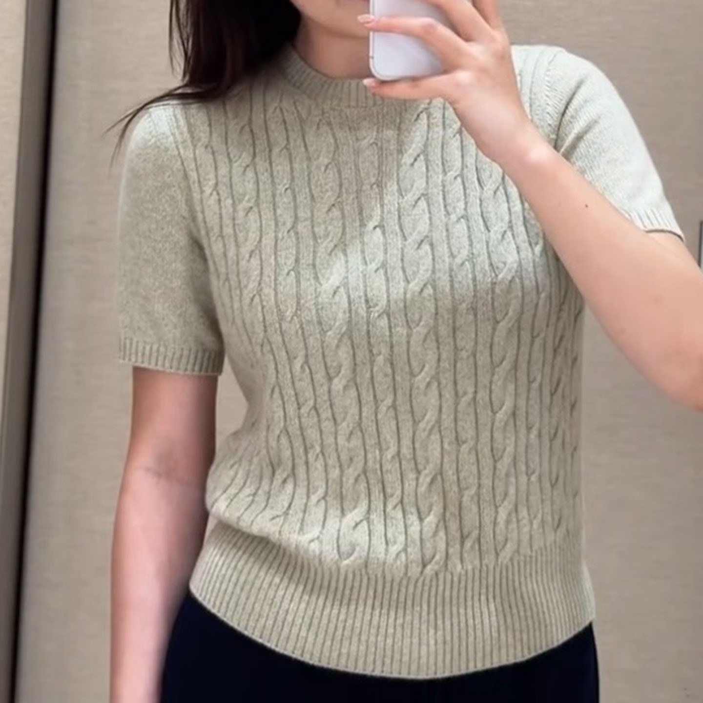 山羊绒老钱风麻花针织上衣开衫女