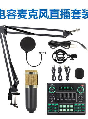 DEMINNA电容话筒麦克风V8手机英文声卡电脑usb悬臂支架直播套装