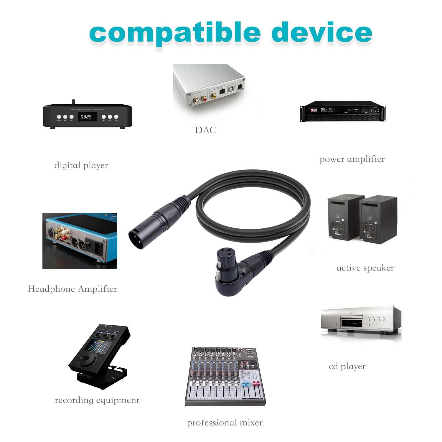 DEMINNA直头对弯头卡农XLR三芯卡农公对弯头卡农母音频线