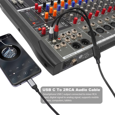 DEMINNA内置解码24Bit/96Khz USB TYPE-C转 2RCA 双莲花音频线