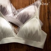 Kbra法式 缎面三角杯性感蕾丝内衣女薄款 聚拢小胸收副乳防下垂文胸