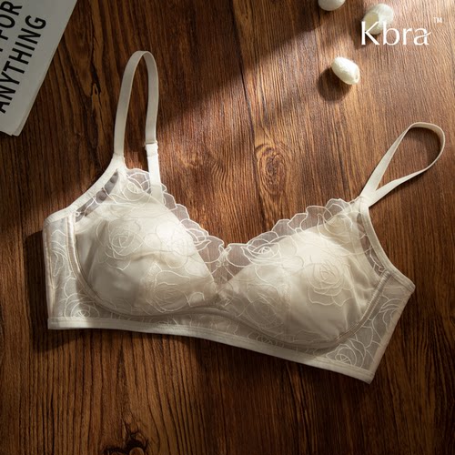 Kbra桑蚕丝里法式内衣女性感蕾丝