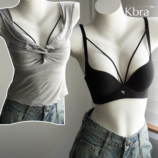 Kbra【交叉绑带叠穿】内衣女小胸聚拢显大无钢圈上托性感文胸罩