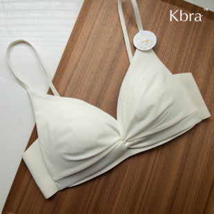 Kbra100%真丝桑蚕丝里法式 小胸三角杯 内衣女无钢圈聚拢文胸罩薄款
