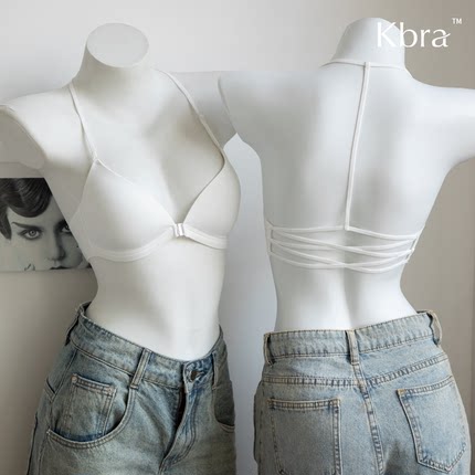 Kbra挂脖前扣一字交叉美背内衣女2025新款爆款夏薄款性感无痕文胸