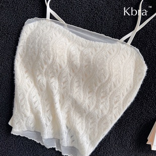 内搭外穿带胸垫性感上衣 冬季 Kbra法式 蕾丝保暖吊带背心女2025新款