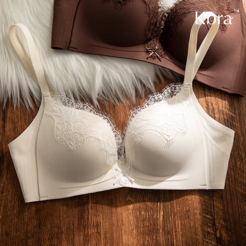 Kbra深V睫毛蕾丝内衣女聚拢小胸收副乳防下垂无痕无钢圈性感文胸 - 科学舒适内衣店 Kbra出品