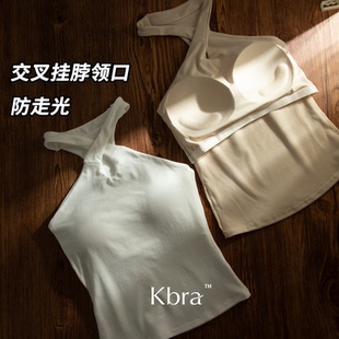 Kbra挂脖吊带背心女内搭夏外穿带胸垫工字美背上衣无袖辣妹穿搭