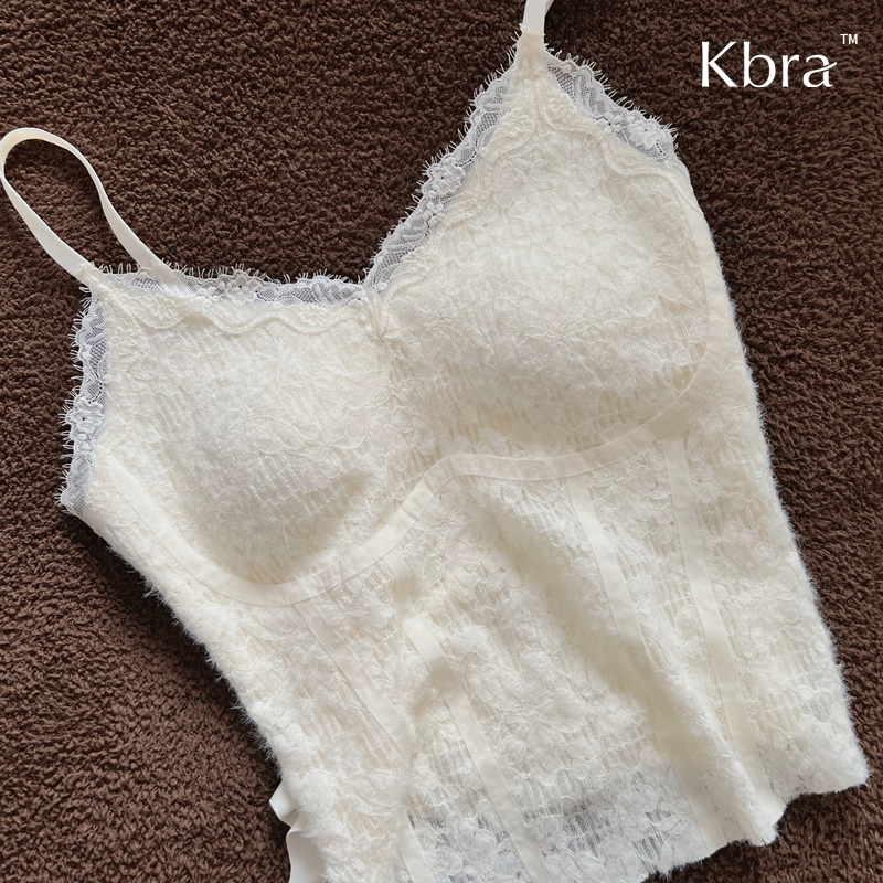 Kbra法式蕾丝睫毛保暖背心女