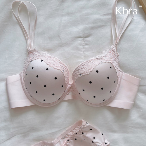 Kbra法式轻奢缎面波点内衣女