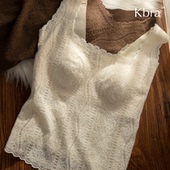 冬季 Kbra法式 蕾丝保暖吊带背心女士2025新款 带胸垫内搭可外穿上衣