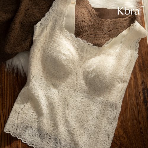 Kbra法式蕾丝保暖吊带背心女