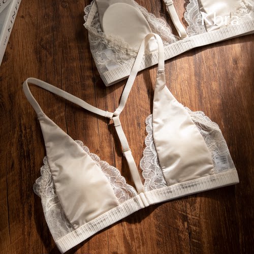 Kbra法式蕾丝前扣美背内衣女