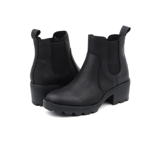 足弓支撑更舒适BORN经典 百搭粗跟轻便舒适牛皮高跟短靴切尔西靴女