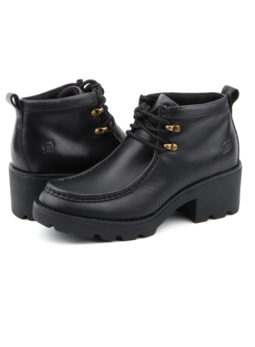 秋冬新款BORN英式绑带短靴高端牛皮粗跟绑带足弓支撑舒适轻便女靴