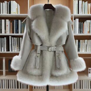 冬季仿狐狸毛新款中长款毛毛外套气质洋气皮草加厚保暖毛绒大衣女